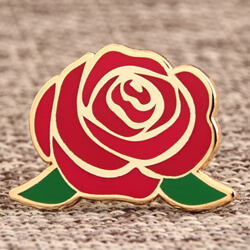 red flower custom pin badges