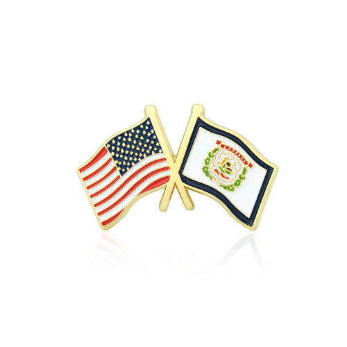 West Virginia and USA Crossed Flag Pins